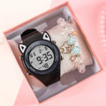 Montre en silicone avec oreilles de chat pour enfants