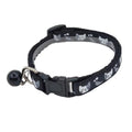 Collier nylon réglable pour chat avec imprimé petits chats et une clochette