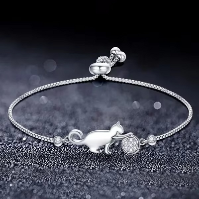 Bracelet en zirconium en forme de chat