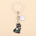 Porte-clés chat fleurs