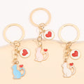 Porte-clés émail Kawaii cœur chat