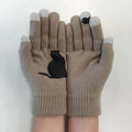 Gants en cachemire épais à imprimé chat