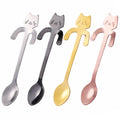Cuillère à café mini en acier inoxydable motif chat