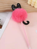 Stylo à bille pompon chat en peluche coloré