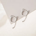 Boucles d'oreilles chat creux en argent hypoallergénique