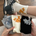 Chaussettes mi-mollet imprimées fesses de chat 3D en coton