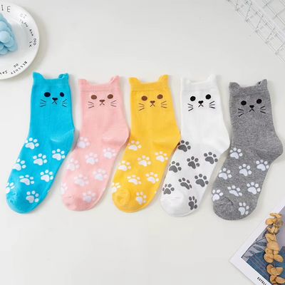 Chaussettes confortables avec motifs de chats - lot de 5 paires