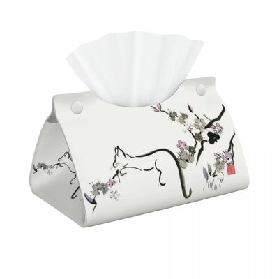 Boîte à mouchoirs cuir PU motif chat personnalisé