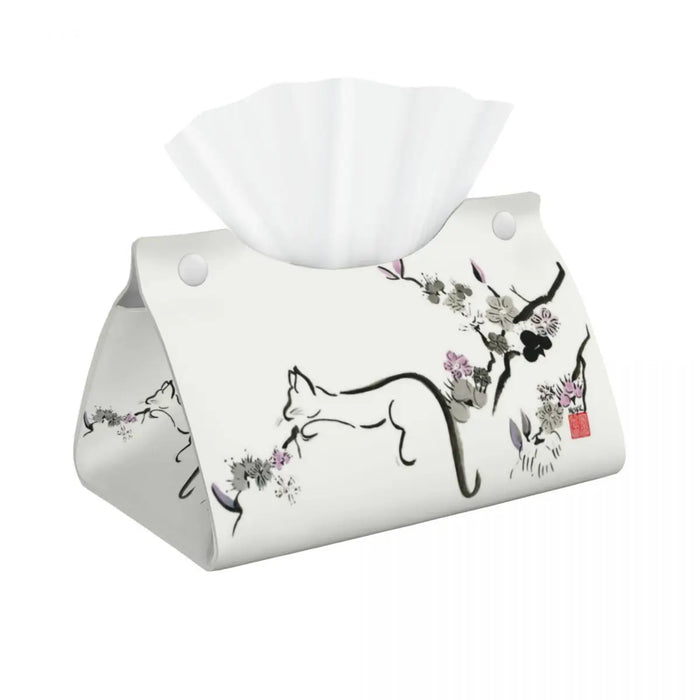 Boîte à mouchoirs cuir PU motif chat personnalisé
