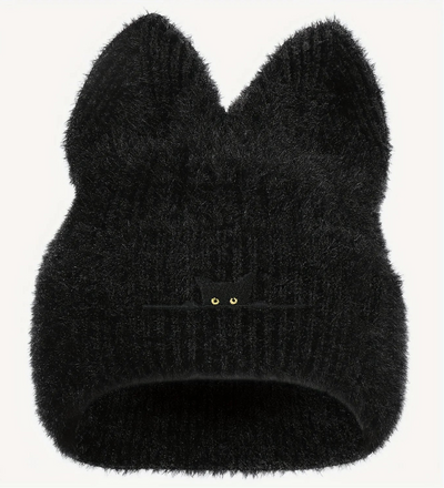 Chapeau tricoté oreilles de chat en laine confortable