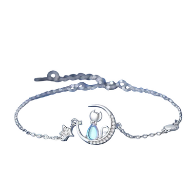 Bracelet en argent sterling avec lune et étoiles