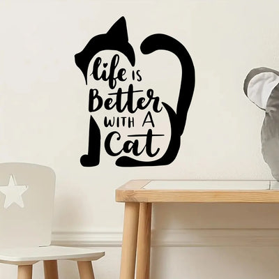Autocollants muraux silhouette de chat pour chambre et salon