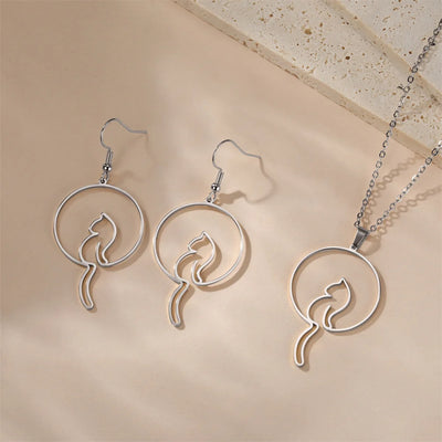 Boucles d'Oreilles Pendantes Queue de Chat en Acier Inoxydable
