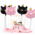 Ballon couronne rose et noir en aluminium pour chat