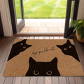 Paillasson de bienvenue en polyester imprimé chat noir lavable