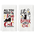 Lot de 2 Torchons de Cuisine Motif Chat