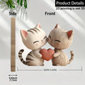 Sculpture Couple Chaton en Bois Décorative