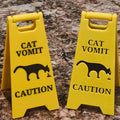 Signe drôle chat vomissant jaune vif