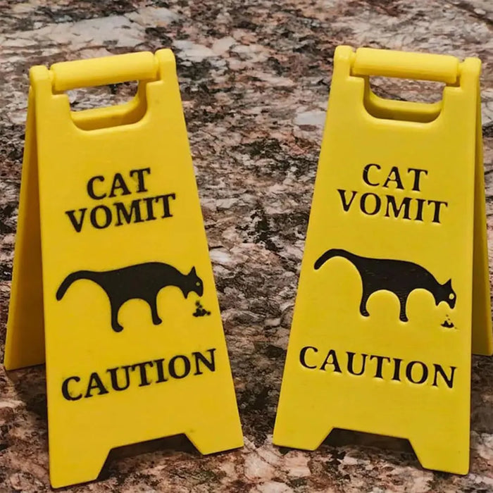 Signe drôle chat vomissant jaune vif