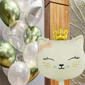 Ballons aluminium tête de chat crème x6