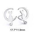 Boucles d'oreilles lune chat en acier inoxydable pour femmes