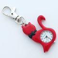 Montre de poche à quartz avec pendentif chat porte-clés