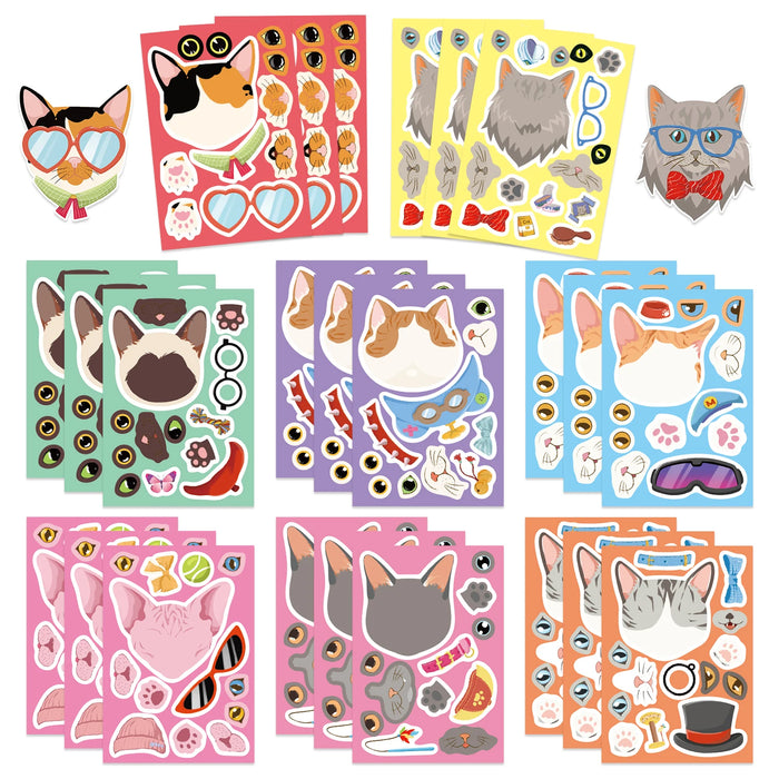 Puzzle Tête de Chat 8/16/24 pièces Autocollants Décoratifs