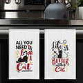 Lot de 2 Torchons de Cuisine Motif Chat