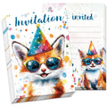 Invitations Anniversaire Chaton Mignon Aquarelle Lot de 12