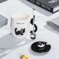 Tasse en céramique chat dessin animé avec couvercle