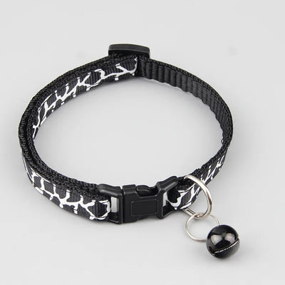 Collier nylon réglable pour chat avec imprimé et clochettes