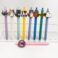 Stylo à bille Macaron chat lot de 9 encre noire