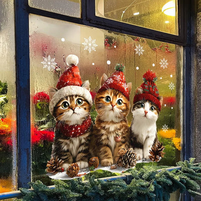 Autocollant mural chats de Noël