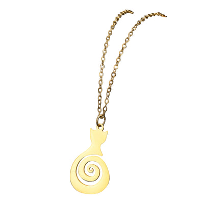 Collier en acier inoxydable pour femmes avec pendentif spiralé