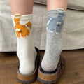 Chaussettes mi-mollet imprimées fesses de chat 3D en coton