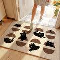 Tapis d'entrée carré chat noir antidérapant et absorbant