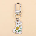 Porte-clés chat fleurs