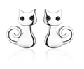 Boucles d'oreilles chat en argent 925 avec zircone cubique
