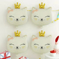 Ballons aluminium tête de chat crème x6