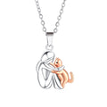 Collier pendentif chat plaqué or rose et argent