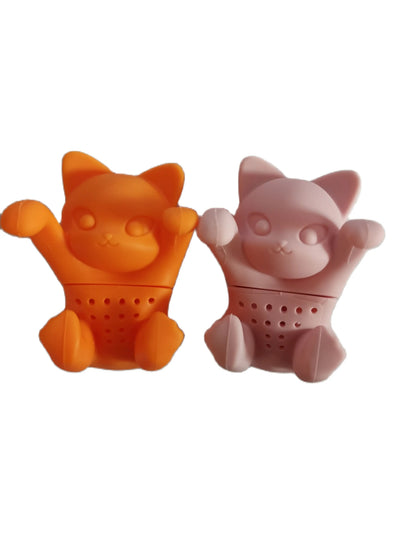 Ensemble de 2 Infuseurs à Thé Silicone Chat Rose et Orange