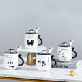 Tasse en céramique chat dessin animé avec couvercle