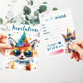 Invitations Anniversaire Chaton Mignon Aquarelle Lot de 12