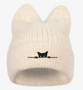 Chapeau tricoté oreilles de chat en laine confortable