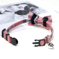 Collier chat détachable nœud papillon cloche Noël plaid rouge