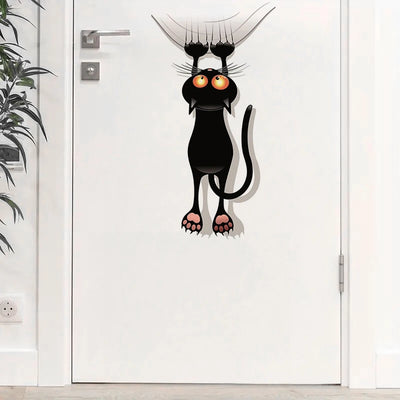 Autocollant chat noir mignon en vinyle