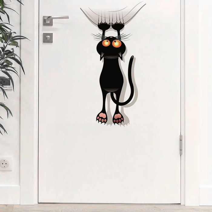 Autocollant chat noir mignon en vinyle