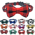 Collier chat détachable nœud papillon cloche Noël plaid rouge