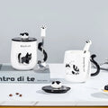 Tasse en céramique chat dessin animé avec couvercle